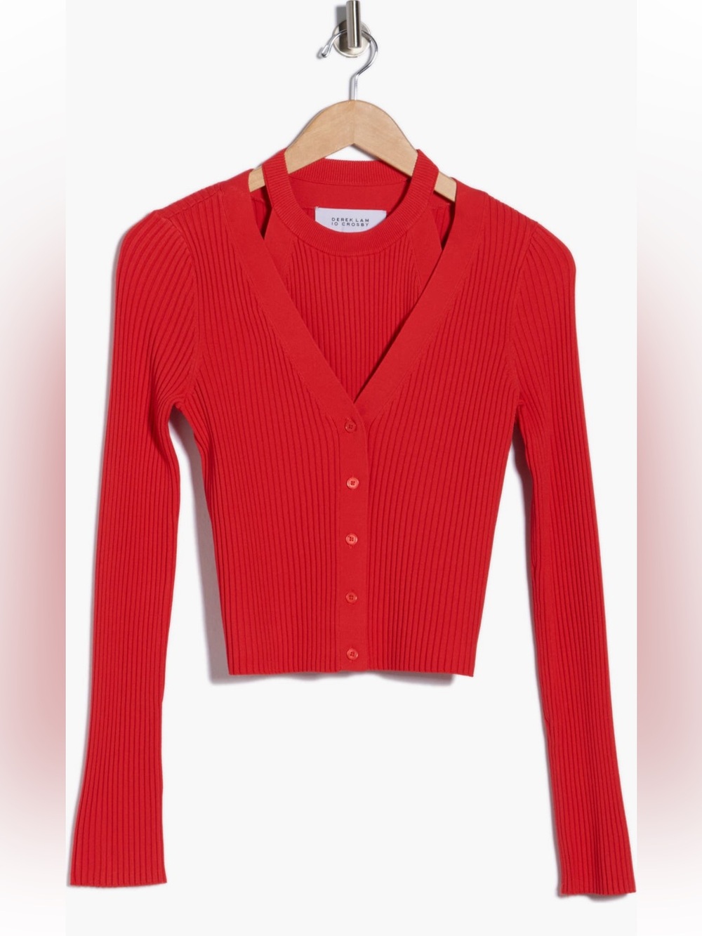 NWT Derek Lam 10 Crosby Lonnie Red Knit Layered Sweater Size XL